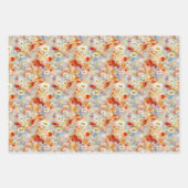 ワイルドフラワーズメドーレッドポピーデイジー ラッピングペーパーシート (正面3)