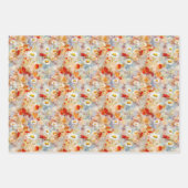 ワイルドフラワーズメドーレッドポピーデイジー ラッピングペーパーシート (正面2)