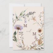 ワイルドフラワーズモダンフローラエレガントな結婚式 招待状 (裏面)