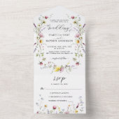 ワイルドフラワーズリースボホフローラボタニカル結婚ズ オールインワン招待状 (内側)