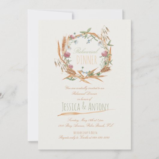 ワイルドフラワーズリース素朴秋リハーサルディナー 招待状 (正面)
