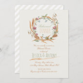 ワイルドフラワーズリース素朴秋リハーサルディナー 招待状 (正面/裏面)