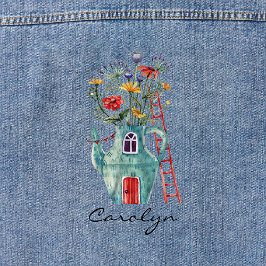 ワイルドフラワーズレッドドアティール（緑がかった色）ティーポットフェアユタレコテージ デニムジャケット