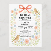 ワイルドフラワーズレッドボウブライダルシャワー ポストカード (正面)