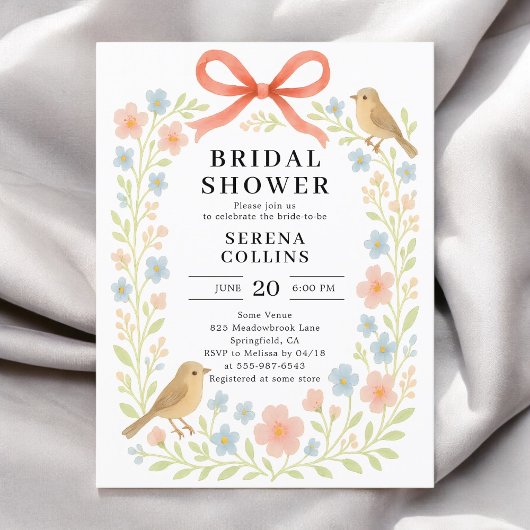 ワイルドフラワーズレッドボウブライダルシャワー ポストカード