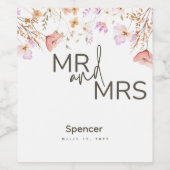 ワイルドフラワーズワイン結婚ボトル ワインラベル (シングルラベル)