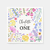 ワイルドフラワーズワンガール初誕生日 スタンダードカクテルナプキン (正面)