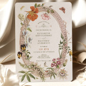 ワイルドフラワーズヴィンテージウェディング招待状マウヴバラ 招待状