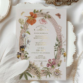 ワイルドフラワーズヴィンテージウェディング招待状マウヴバラ 箔招待状