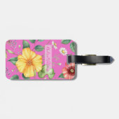 ワイルドフラワーズヴィンテージスケッチ/シック，ピンク ラゲッジタグ (裏面横)