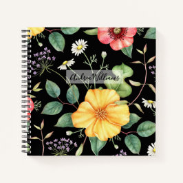 ワイルドフラワーズヴィンテージスケッチ/ミッドナイト ノートブック