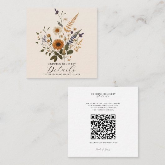 ワイルドフラワーズヴィンテージフローラバンチボヘミアン詳細 スクエア名刺 (正面/裏面)