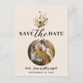 ワイルドフラワーズヴィンテージフローラBoho Save the Date 案内ポストカード (正面)