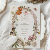 ワイルドフラワーズヴィンテージ保存Date Mauveバラ 招待状