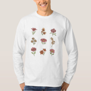 ワイルドフラワーズヴィンテージ花植物学 Tシャツ