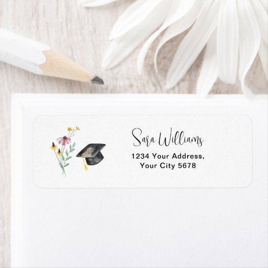 ワイルドフラワーズ卒業パーティーHappy Hat Address ラベル (インサイチュ)