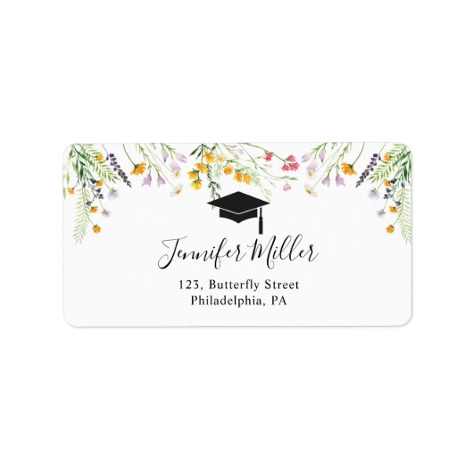 ワイルドフラワーズ卒業差出人住所ラベル ラベル (正面)