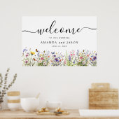 ワイルドフラワーズ庭園の結婚式ウェルカムサイン ポスター (キッチン)