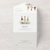 ワイルドフラワーズ応援を愛するワインボトル結婚ズ オールインワン招待状 (外側)