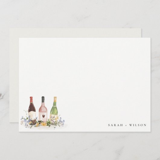 ワイルドフラワーズ応援を愛するワインボトル結婚ズ ノートカード (正面/裏面)