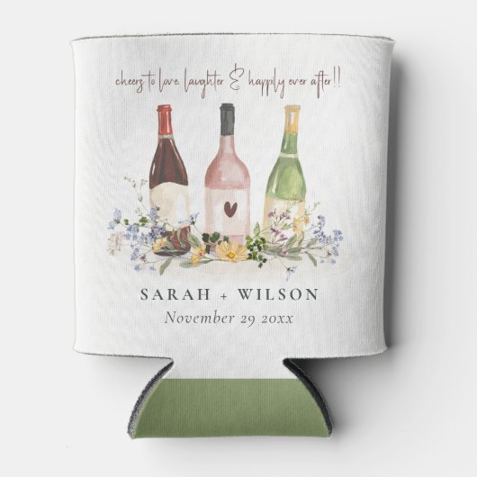 ワイルドフラワーズ応援を愛するワインボトル結婚ズ 缶クーラー (正面)