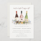 ワイルドフラワーズ応援ラブワインボトル婚約 招待状 (正面/裏面)