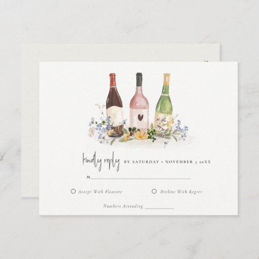 ワイルドフラワーズ応援ワインボトルウェディングレセプション 出欠カード (正面/裏面)
