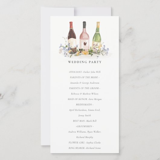 ワイルドフラワーズ応援ワインボトル結婚式 プログラム (裏面)