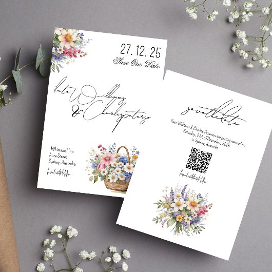 ワイルドフラワーズ春サマー秋の結婚式招待状 招待状