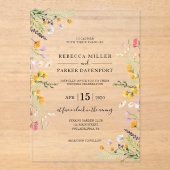 ワイルドフラワーズ春モダン結婚式招待状 アクリル招待状 (正面)