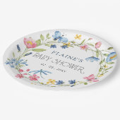 ワイルドフラワーズ春花咲きフローラ赤ちゃんシャワー ペーパープレート (アングル)