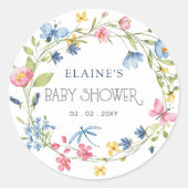 ワイルドフラワーズ春花咲きフローラ赤ちゃんシャワー ラウンドシール (正面)