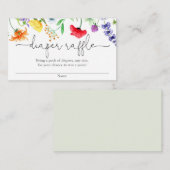 ワイルドフラワーズ春赤ちゃんシャワーおむつラッフルカード エンクロージャーカード (正面/裏面)