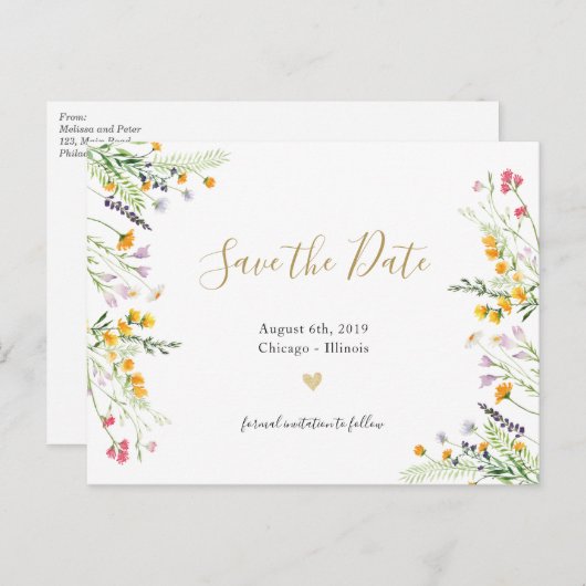 ワイルドフラワーズ春開花は日付はがきを保存 案内ポストカード (正面/裏面)