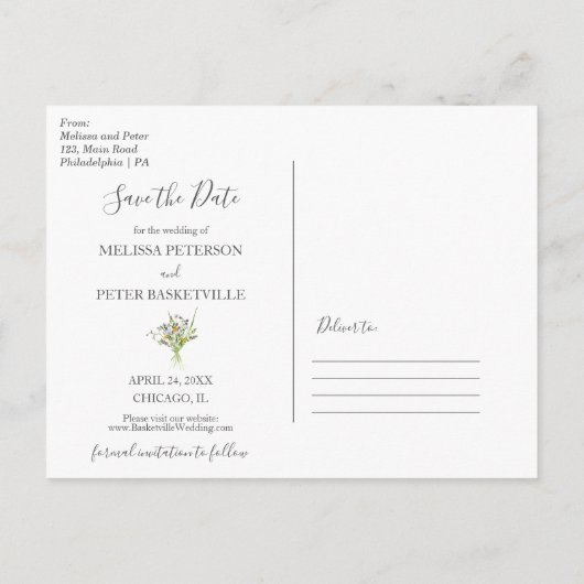 ワイルドフラワーズ春開花は日付はがきを保存 案内ポストカード (裏面)