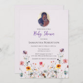 ワイルドフラワーズ正教会キリスト教の赤ちゃんシャワー 招待状 (正面/裏面)