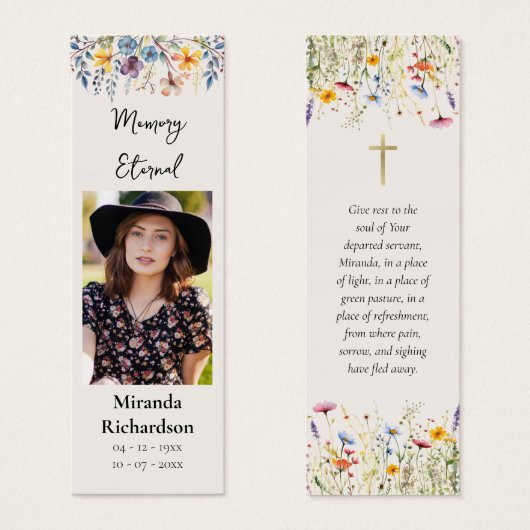 ワイルドフラワーズ正祈りの言葉メモリアルブックマーク (正面&裏面)