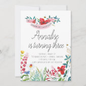ワイルドフラワーズ水彩バースデーパーティ招待状 招待状 (正面)