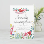 ワイルドフラワーズ水彩バースデーパーティ招待状 招待状 (スタンド正面)