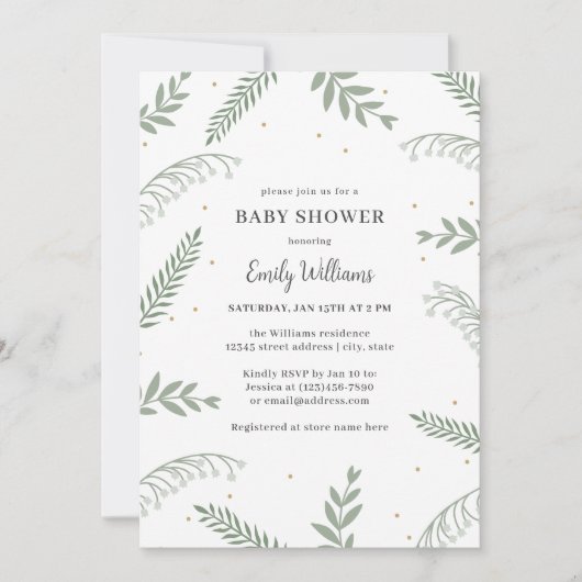 ワイルドフラワーズ男女兼用ベイビーシャワー 招待状 (正面)