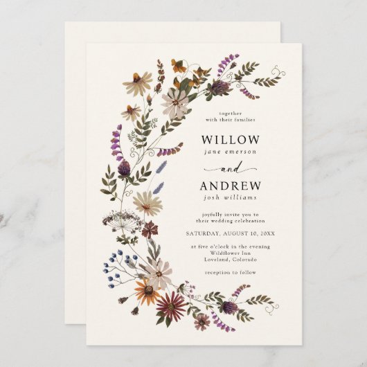 ワイルドフラワーズ秋の結婚式 招待状 (正面/裏面)