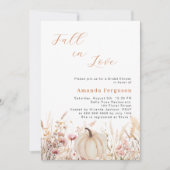 ワイルドフラワーズ秋ラブカボチャ桃ブライダルシャワー 招待状 (正面)