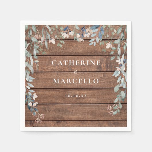 ワイルドフラワーズ素朴フローラカ結婚ケード スタンダードカクテルナプキン (正面)
