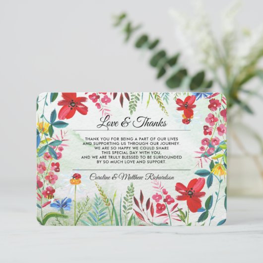 ワイルドフラワーズ結婚の写真カード 招待状 (スタンド正面)