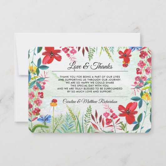 ワイルドフラワーズ結婚の写真カード 招待状 (正面)