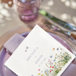 ワイルドフラワーズ結婚チョウのナプキン