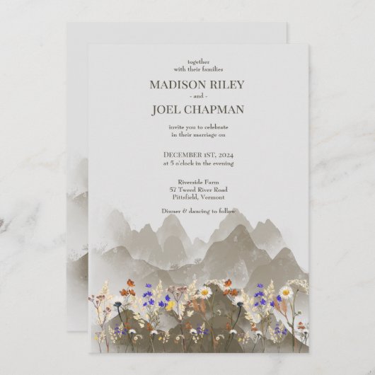 ワイルドフラワーズ結婚式招待状 招待状 (正面/裏面)