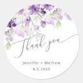 ワイルドフラワーズ薄紫紫結婚式の引き出物 ラウンドシール (正面)