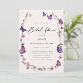 ワイルドフラワーズ蝶フローラシックブライダルシャワー 招待状 (スタンド正面)