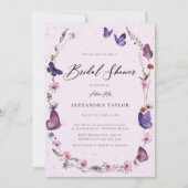 ワイルドフラワーズ蝶フローラフレームブライダルシャワー 招待状 (正面)